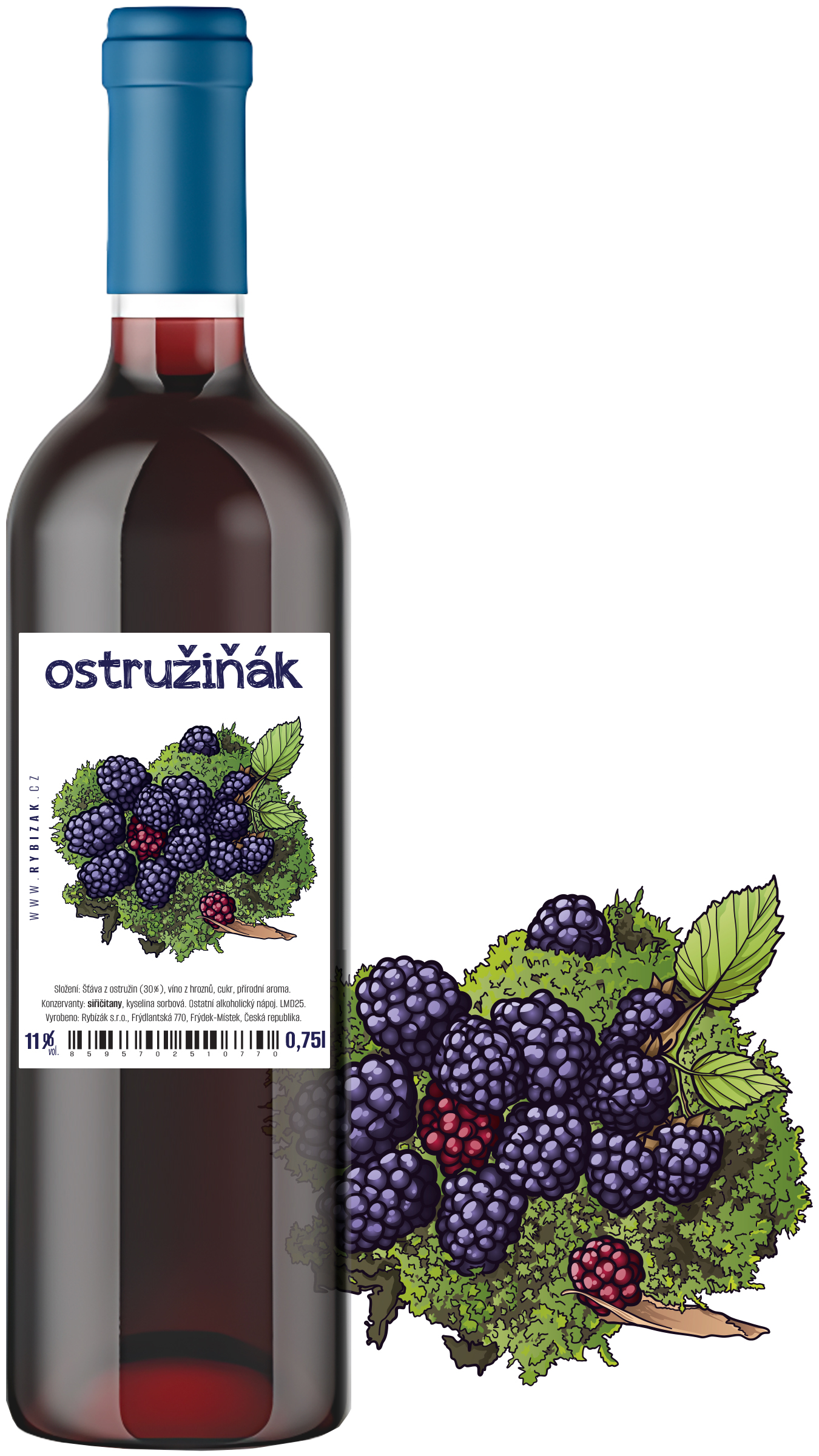Ostružiňák 0,75l  Ostružinový špeciál 11% alk.