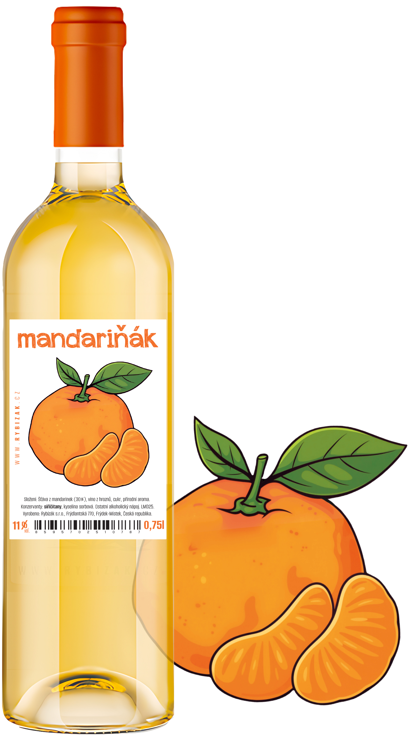 Mandariňák 0,75l  Mandarinkový špeciál 11% alk.